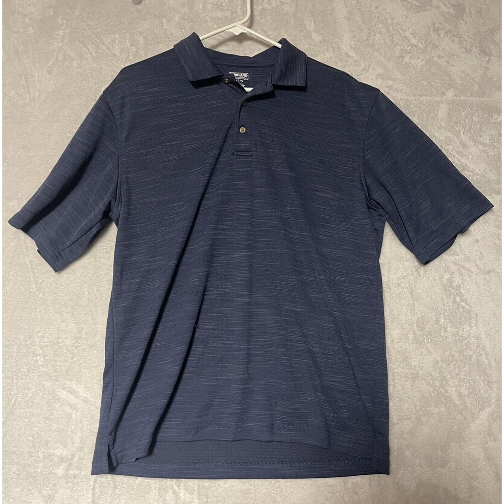 Men's Kirkland Signature Sz Large Short Sleeve 3 Button Blue Polo